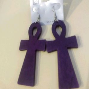 Earrings Wooden Purple